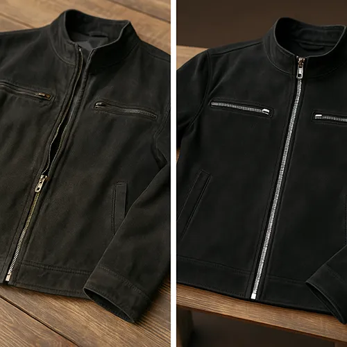 Ремонт кожаных курток, до и после