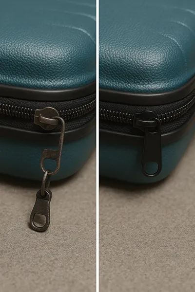 Ремонт чемоданов, до и после