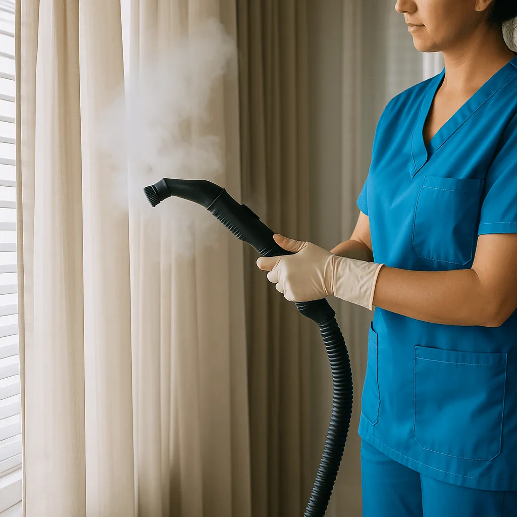 Клининг с пароочистителем штор и жалюзи