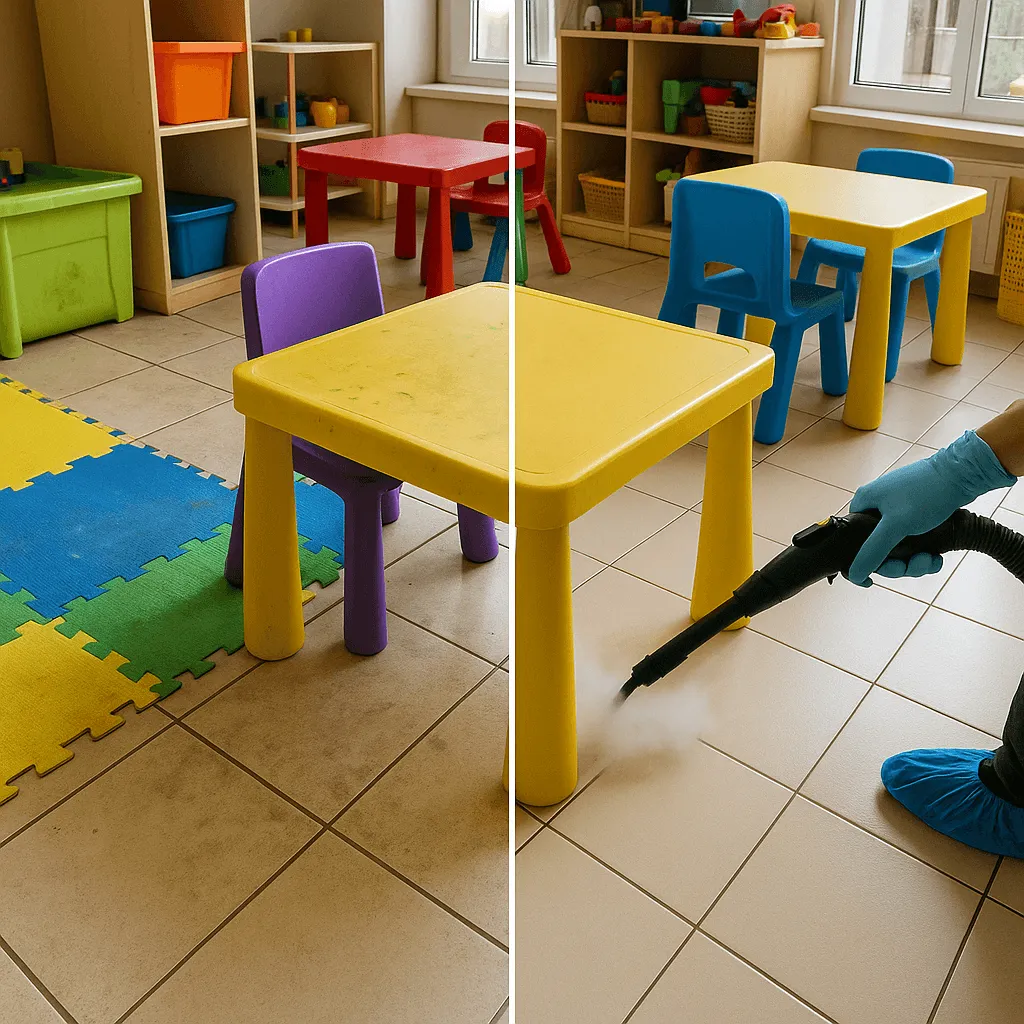 Уборка с пароочистителем детского сада