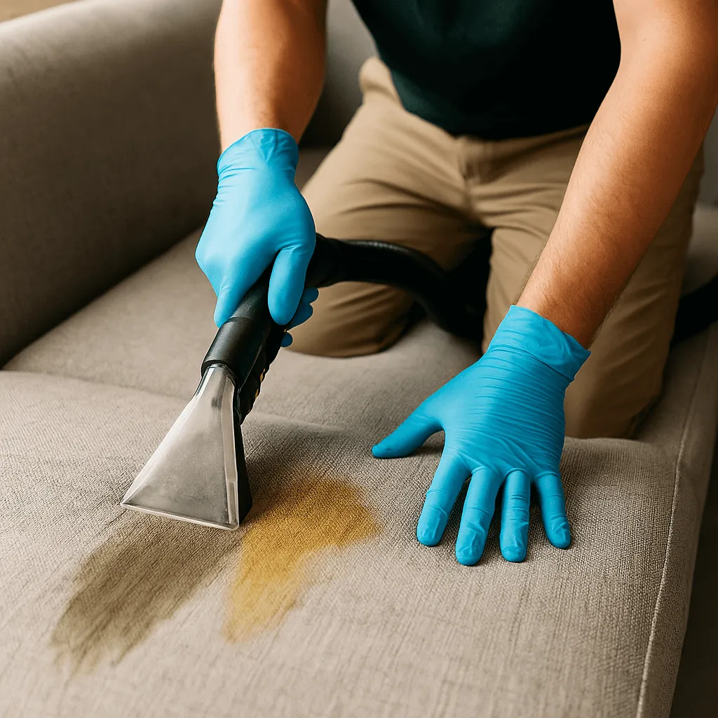 Чистка дивана с обивкой из натуральной ткани от мочи