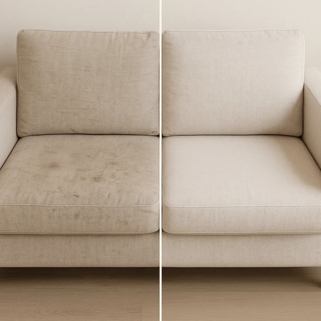 Глубокая химчистка дивана с обивкой из льна