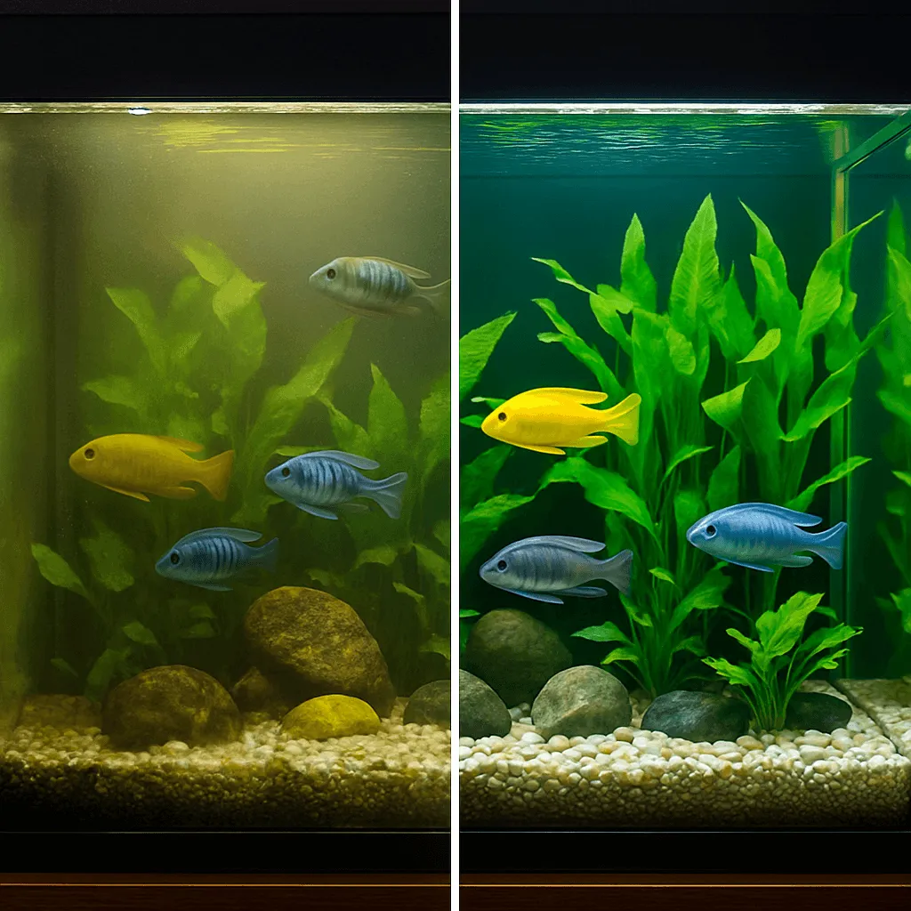 Чистка аквариума-цихлидника