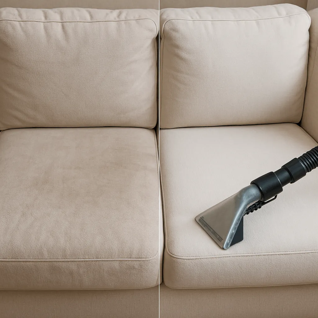 Химчистка моющим пылесосом дивана с натуральной обивкой