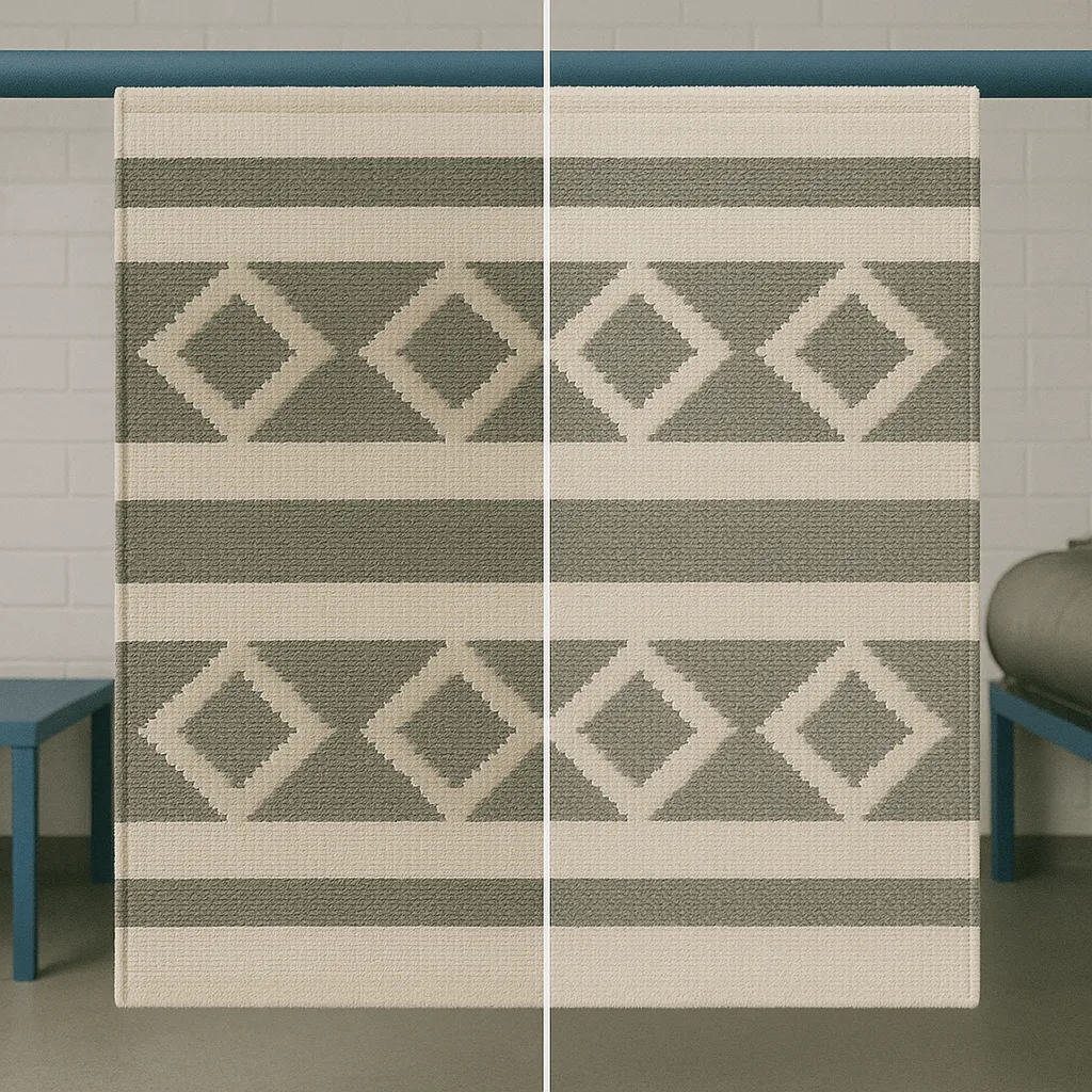 Мойка ковров с вывозом, до и после