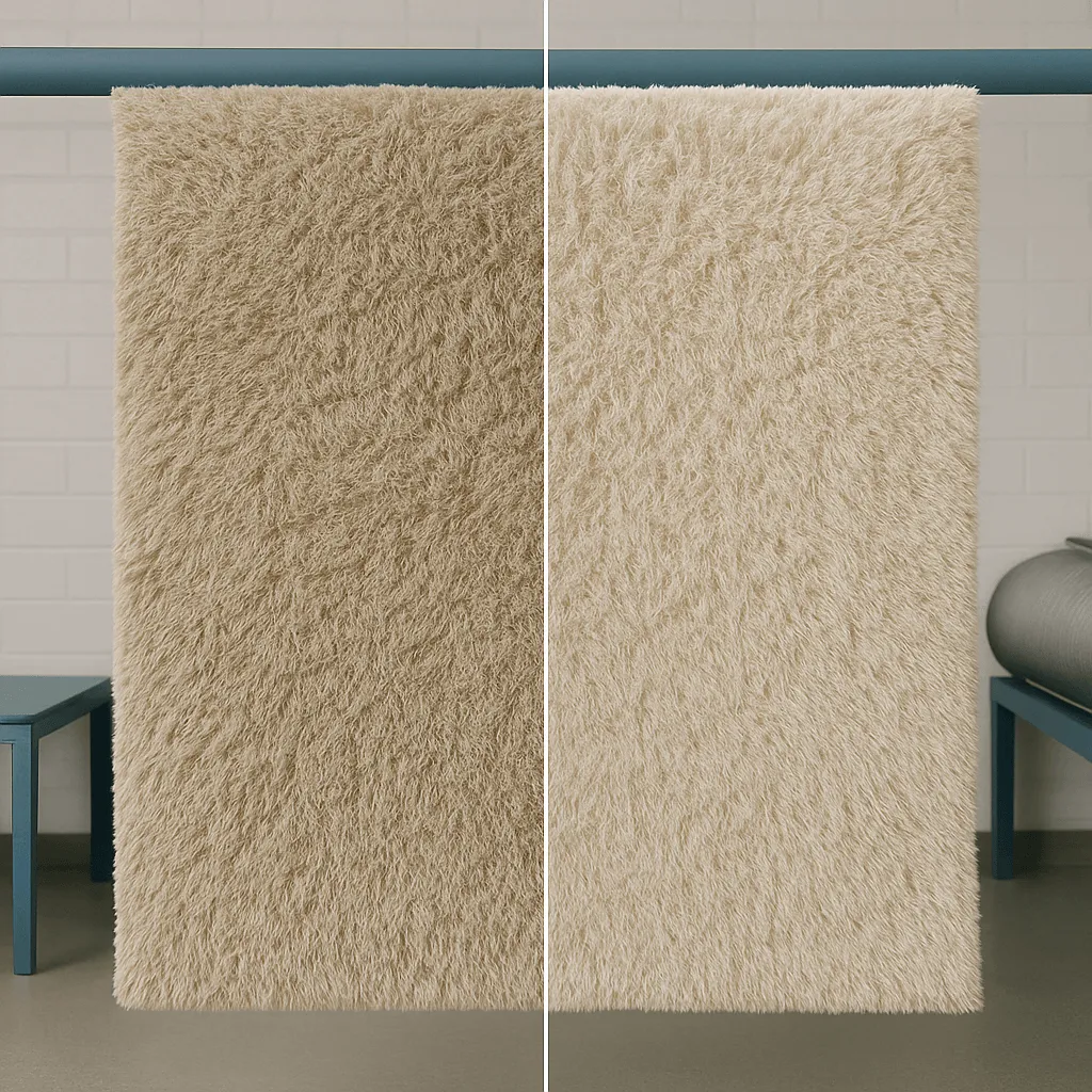 Мойка ковров с вывозом, до и после