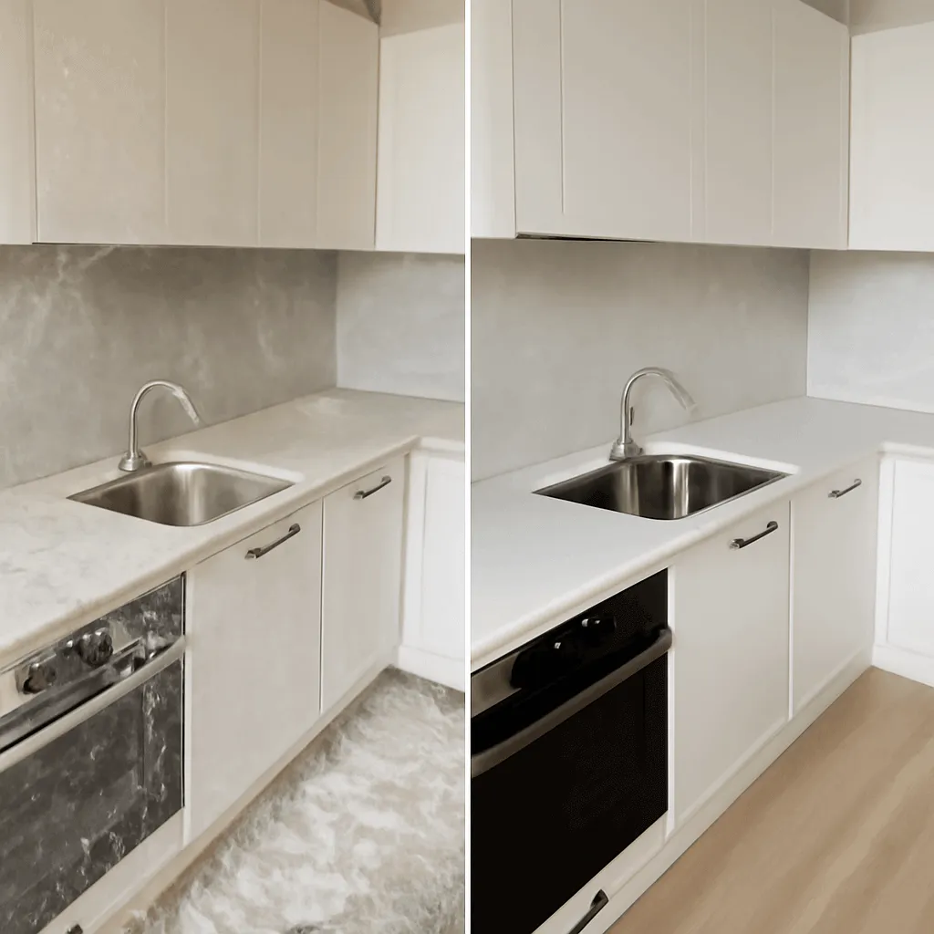 Уборка кухни после ремонта До\После