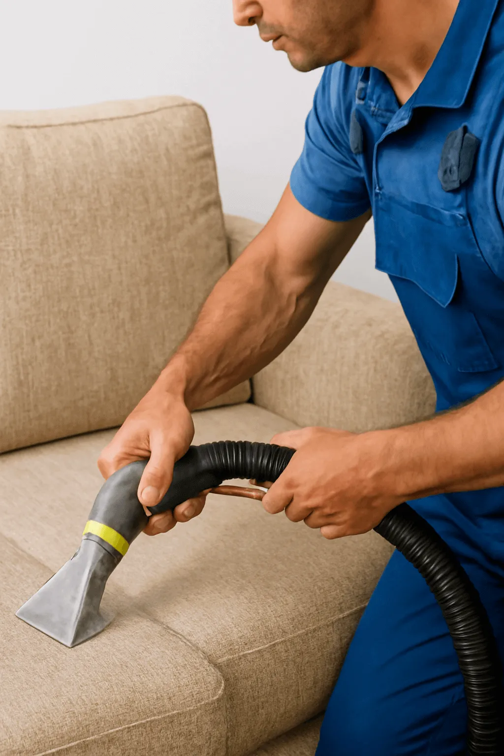 Суха химчистка дивана с льняной обивкой