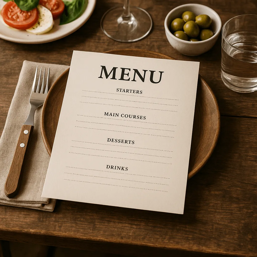 Меню для кафе и ресторанов