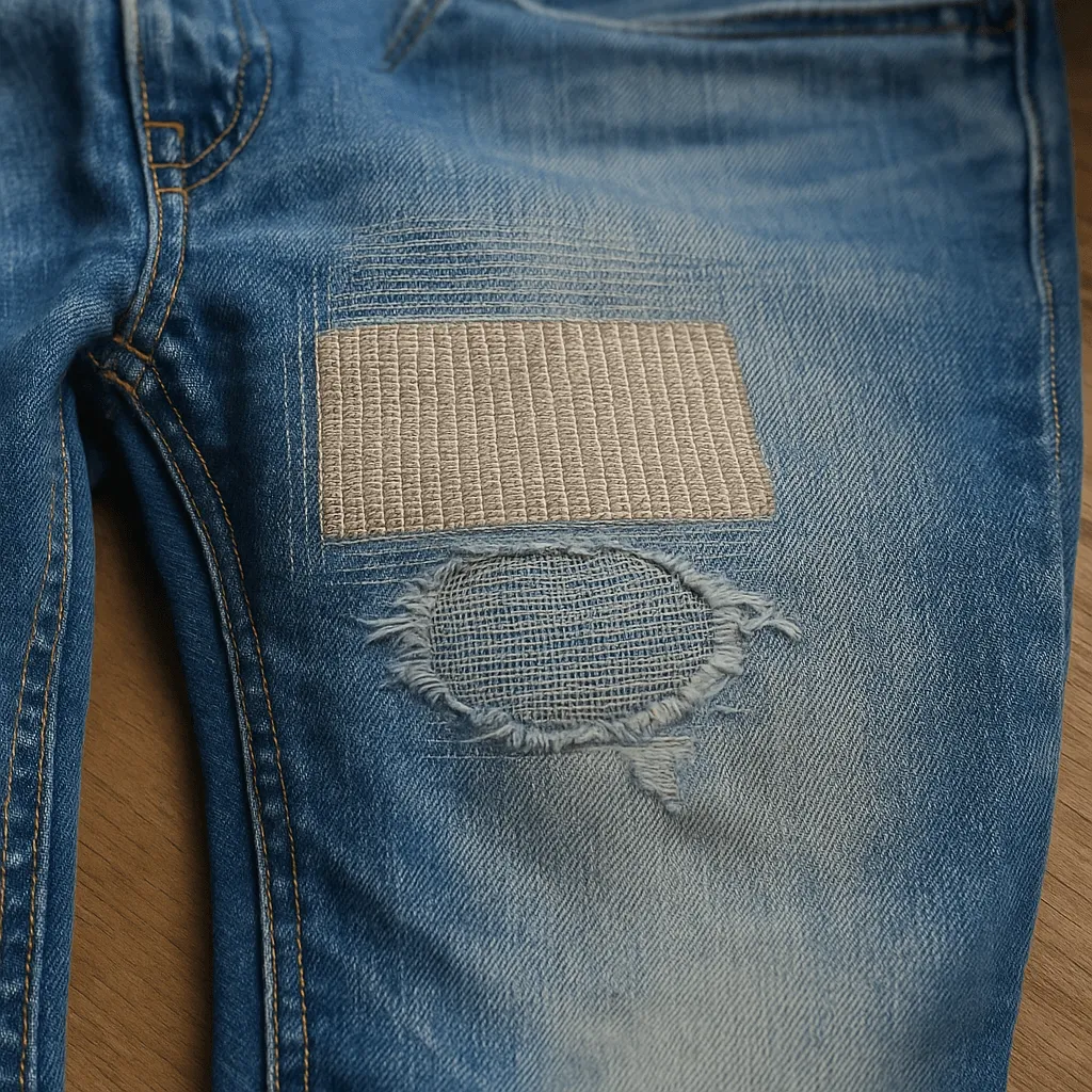 Усиление изношенных участков на одежде