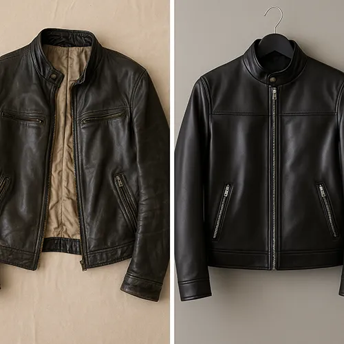 Ремонт кожаных курток, до и после